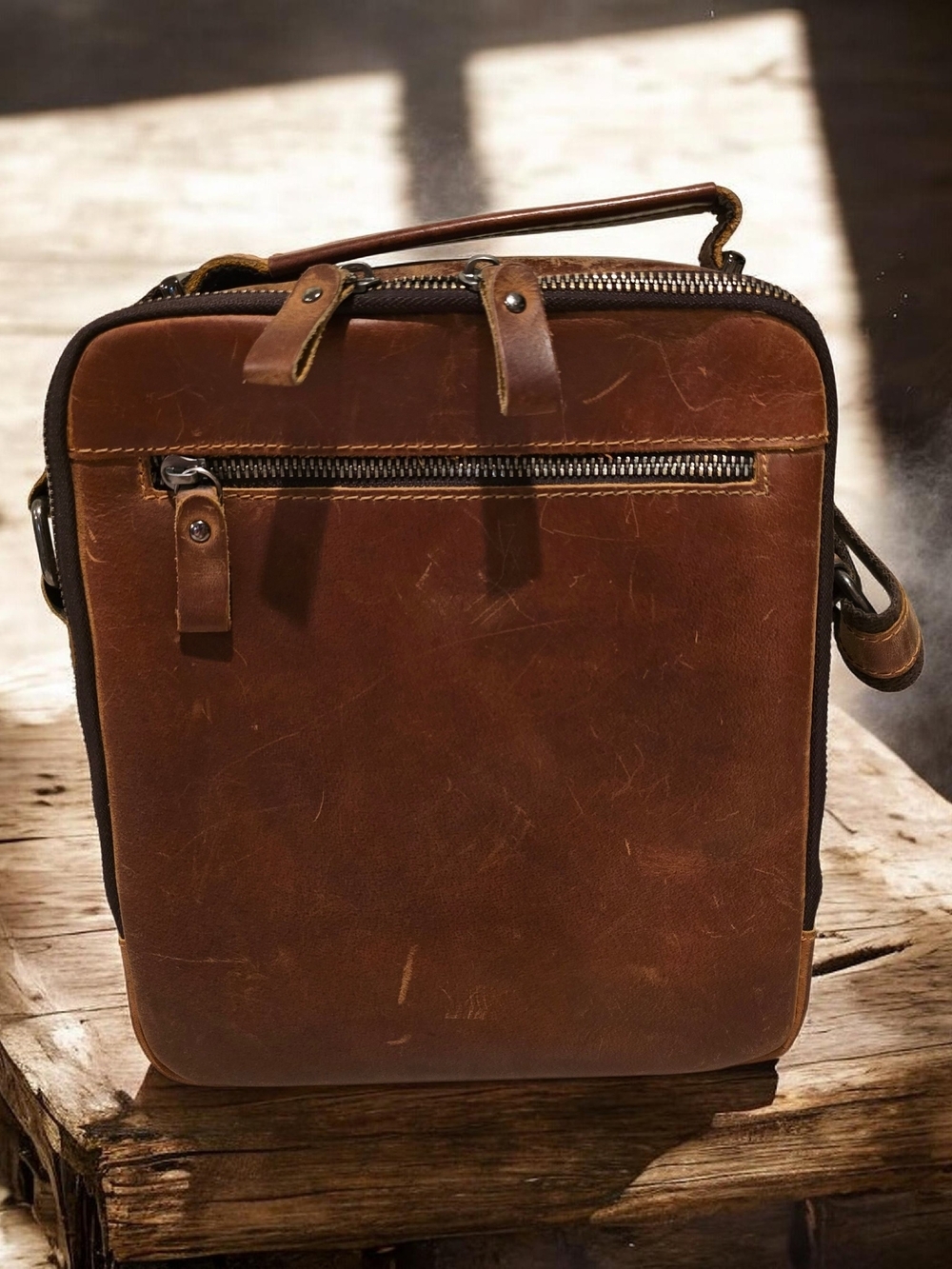 Joyir Men's Messenger Bag Genuine Leather Man Purse Small Coffee. - Picture 3 of 5